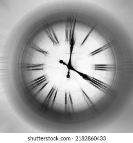 Zoom Blur On Old Clock Representing Speed And Fast Passing Of Time