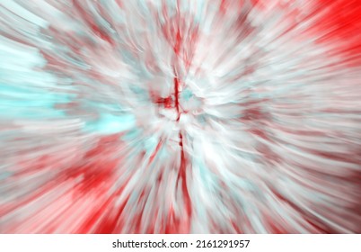 Zoom Burst Effect From Pink Flower Branch With Color Manipulation. Motion Blur Background.