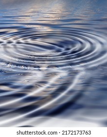 Zoom In On A Ripple Effect And Pattern On A Water Surface. Creative Puddle With Abstract Circle Rings, Calm, Peaceful And Tranquil Meditative Theme With Copyspace. Cool Nature Wallpaper Or Background