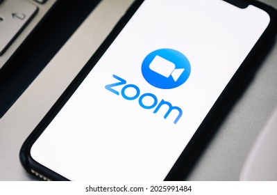 Zoom Video Conference App Logo On The Smartphone Screen. ROSTOV-ON-DON, RUSSIA - August 15 2021