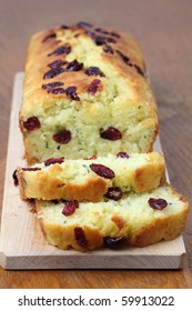 Zucchini bread with cranberries. Shallow dof