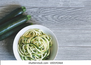 Zucchini Noodles Over A Table