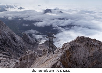 Zugspitze Alpine Alps Cable car on the mountain Zugspitze in Bavaria, Germany in the summer