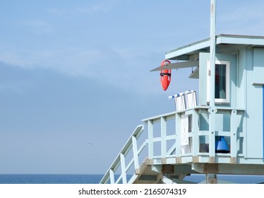 Zuma Beach Malibu California Lifeguard Tower Red Buoy Copy Space