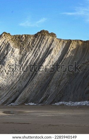 Zumaia beach on the basque country with beautiful rock formations