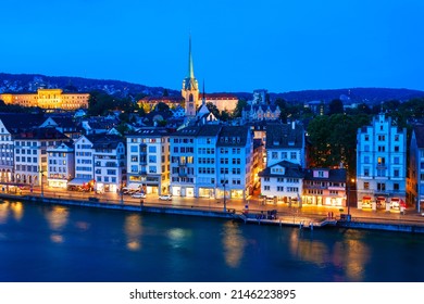 Zurich City Centre Aerial Panoramic View In Switzerland