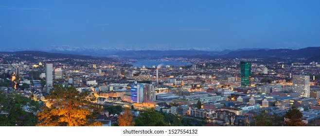 Zurich City At Dusk Panorama