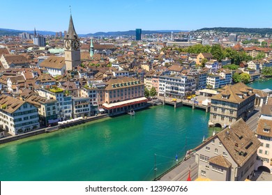 Zurich Cityscape (aerial View From Elevated Position)