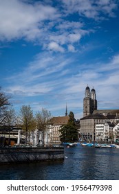 Zurich Grossmünster On A Bright Spring Day