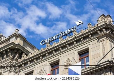 Zürich, Schweiz - 19. April 2021. Die Credit Suisse im Schweizer Finanzzentrum Zürich. Die Credit Suisse ist die zweitgrößte Schweizer Bank.