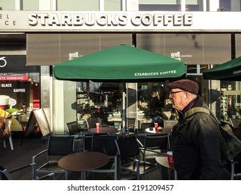 Zurich, Switzerland - December 5 2016: A Snapshot Of The Cafe And A Man.