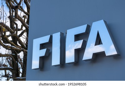Zurich, Switzerland - January 10, 2021: FIFA is a non-profit organization and an international governing body of association football, futsal and beach soccer. Headquarter in Zurich, Switzerland