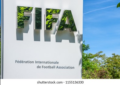 Zurich Switzerland - May 28 2015. Logotype at the entrance to the FIFA building