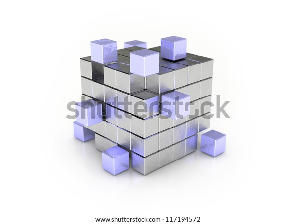 Zusammenarbeit Teamwork 3d Cube Blue Stock Photo Edit Now