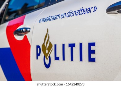 Zuthpen, Netherlands January 30 2020: Surveillance Of A Dutch Police Car During A Protest.