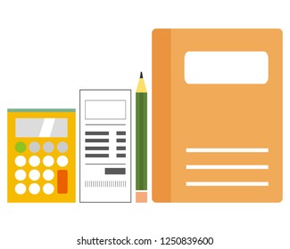 calculator　pencil　note