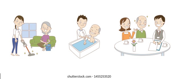 3 illustration patterns of senior care