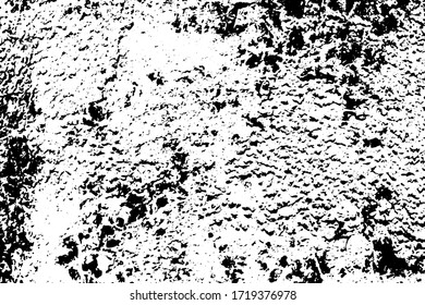Aged wall with ruined crumbling facade of an old abandoned desolate town. Black white shabby vector use for blending, creating stylish openwork bumpy background in 3D design of country loft interior