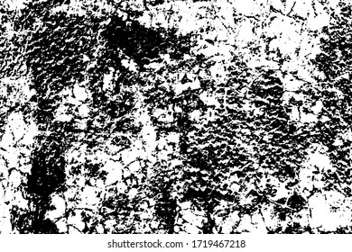 Aged wall with ruined crumbling facade of an old abandoned desolate town. Black white shabby vector use for blending, creating stylish openwork bumpy background in 3D design of country loft interior