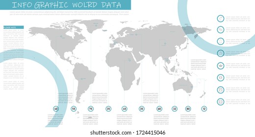 world​ map​ and​ static​ data​ chart​ use​ for​ presentation​ on​  web​site​ or​ advertising​