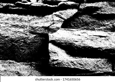 Hard texture cut blocks trench. Mining ledge of rough rock crash surface. Coarse detail quarry backdrop. Heavy grunge damage natural wall cave. Crack antique medieval marble front facade for design 3d