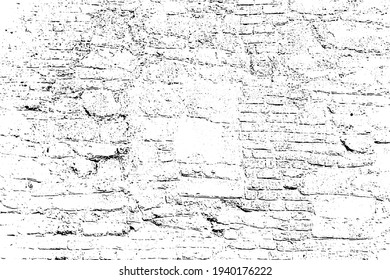 Old grungy retro grimy brick wall of ancient city. Uneven dirty pitted peeled surface brickwork of cellar worn. Ruined solid bumpy stiff blocks. Hard messy ragged holes brickwall for 3D grunge design