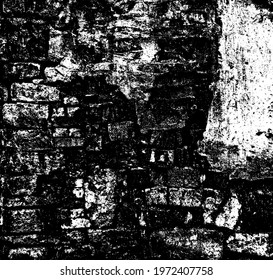 Old grungy retro dirty faded brick wall of ancient city. Uneven pitted peeled surface brickwork of cellar worn. Ruined shabby stiff blocks.Hard solid messy ragged holes brickwall of 3D grunge design