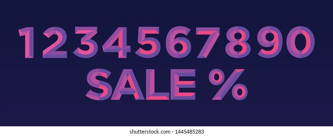 0, 1, 2, 3, 4, 5, 6, 7, 8, 9 numeral alphabet. Colorfull polygonal triangle Letter. Eps10. Vector Isolated Number.