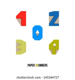 0 1 2 3 4 - Paper Numbers - Vector Illustration - Typography Element