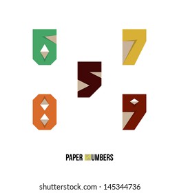 0 1 2 3 4 - Paper Numbers - Vector Illustration - Typography Element