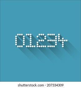 0 1 2 3 4 - Flat Dots Alphabet - Flat Design - Vector Illustration