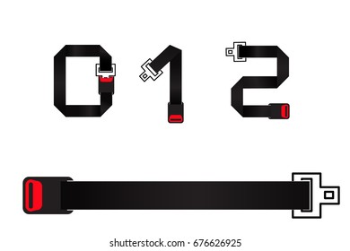 0 1 2 Text  in Safety Belt font Style