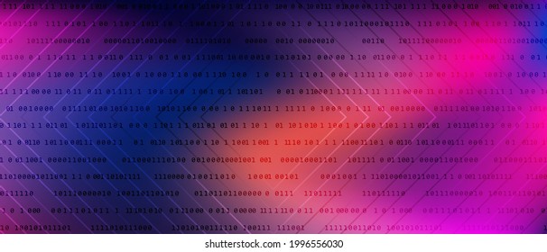 0 1 matrix digits programming code tech vector background with fluid gradient. Zero, one numbers information decryption and encryption computer background. Hacker coding concept, row matrix vector