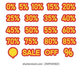 0% to 85%.Special offer symbol.Discount coupon. Sale offer price sign. Sale tags set vector badges template. Special offer symbol. Discount promotion. Discount badge shape. Vector illustration design.