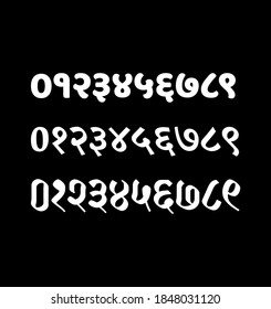 0 to 9 Devanagari digits in three different font. Hindi digits. 