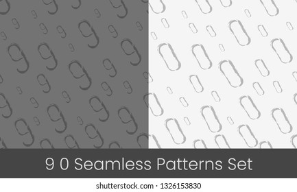 0 9 number seamless patterns set. Numbers colorful vector illustration. Vector EPS8