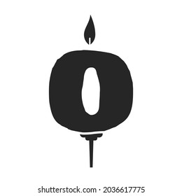 0 Birthday candle vector icon.Black vector icon isolated on white background birthday candle.