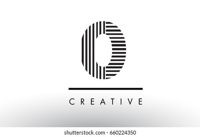 0 Black and White Number Logo Design with Vertical and Horizontal Lines.