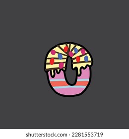 0 del alfabeto vector de la torta y número