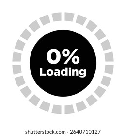 0% Circular Loading Bar Vector, UI Progress Indicator Design.