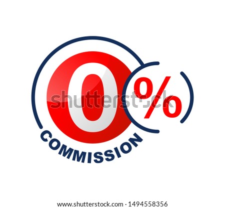 0% commission sticker - zero percents discount credit special offers - isolated vector element