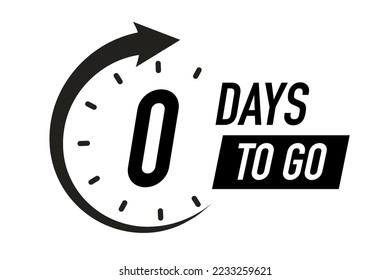 0 days to go timer vector symbol black color