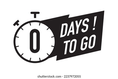0 days to go timer vector symbol black color