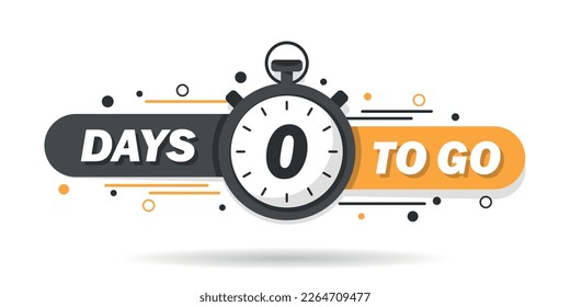 0 Tage linkes Symbol im flachen Stil. Angebot Countdown Datum Nummer Vektorgrafik auf isoliertem Hintergrund. Verkaufsförderungs-Timer signiert Business-Konzept.