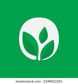 0 eco logo. Number zero with green leaves. Negative space agriculture icon. Lush foliage emblem. Vector template for seeds growing company, summer posters, waste recycling identity, nature labels.