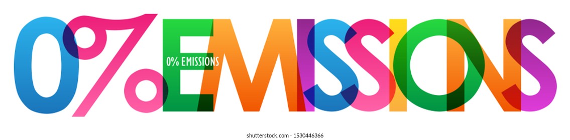 Banner colorido de tipografia vetorial de 0% de EMISSÕES