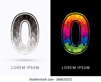 0 Font , Colors and black melt graphic vector