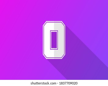 0 número de fuente, diseño dinámico moderno con sombra larga sobre fondo de gradiente púrpura. Para logotipo, etiqueta de marca, elementos de diseño, aplicación y más. Ilustración del vector
