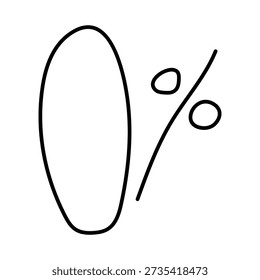 0% Hand Drawn Icon Vector Isolated on White Background, Sketch Zero Percent Symbol Illustration
