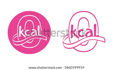 0 kcal icon in drawn flat style - stamp for packaging of zero calories diet food packaging - zero sign with measuring tape around